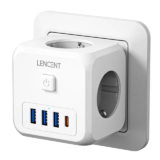 Powercube 7 em 1 com interruptor 3 tomadas, 3 USB, 1 USB-C