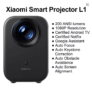 Projetor inteligente Xiaomi L1, 200 lúmens ISO Google TV, resolução física 1080p
