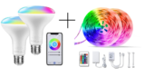 2 Lâmpada LED inteligente E27 WiFi + Fita LED RGB de 5m