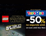 Promoção de 50% de desconto na segunda unidade lego Star Wars na ToysRUs