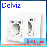 Tomada de carregamento usb dupla, tomada de alimentação ac 110 ~ 250v