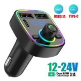 Transmissor FM LED com porta USB dupla, 12-24V