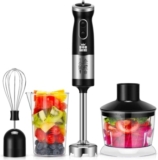 Varinha Mágica 4 em 1 700W com 2 Velocidades + Turbo, Picadora 600ml ,Copo 500ml e Batedor Aço Inox Livre de BPA por apenas 17,2€